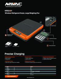 Thumbnail of document Data Sheet - NRS3i01 - Wireless Refrigerant Scale W. Large Weighing Platform